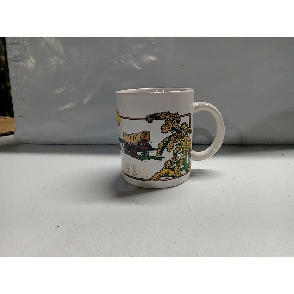 NEBRASKA STATE MUG CUP SOUVENIR Wagon And Bird